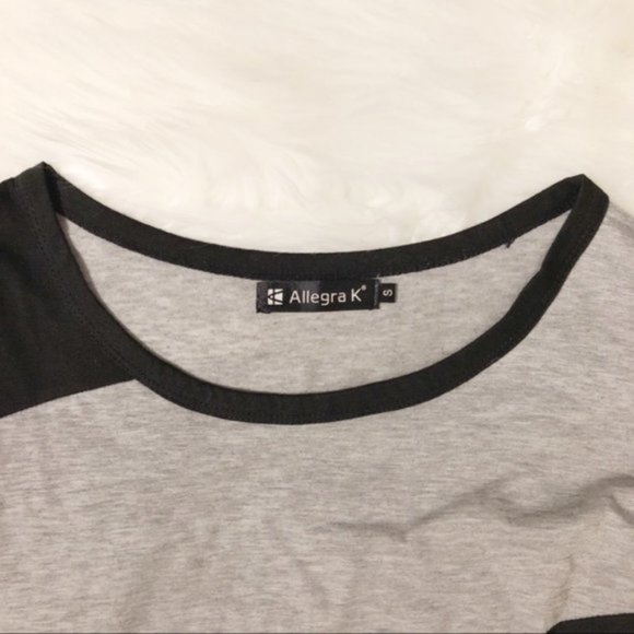 Allegra K Off-Shoulder Retro Tunic T-Shirt Gray & Black Small Women’s Top - Picture 2 of 4